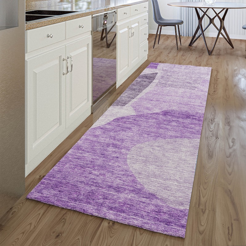 Premium Washable Super Soft Contemporary Geometric Mayfield Rug - Eggplant - 2' 3" x 7' 6" - Runner