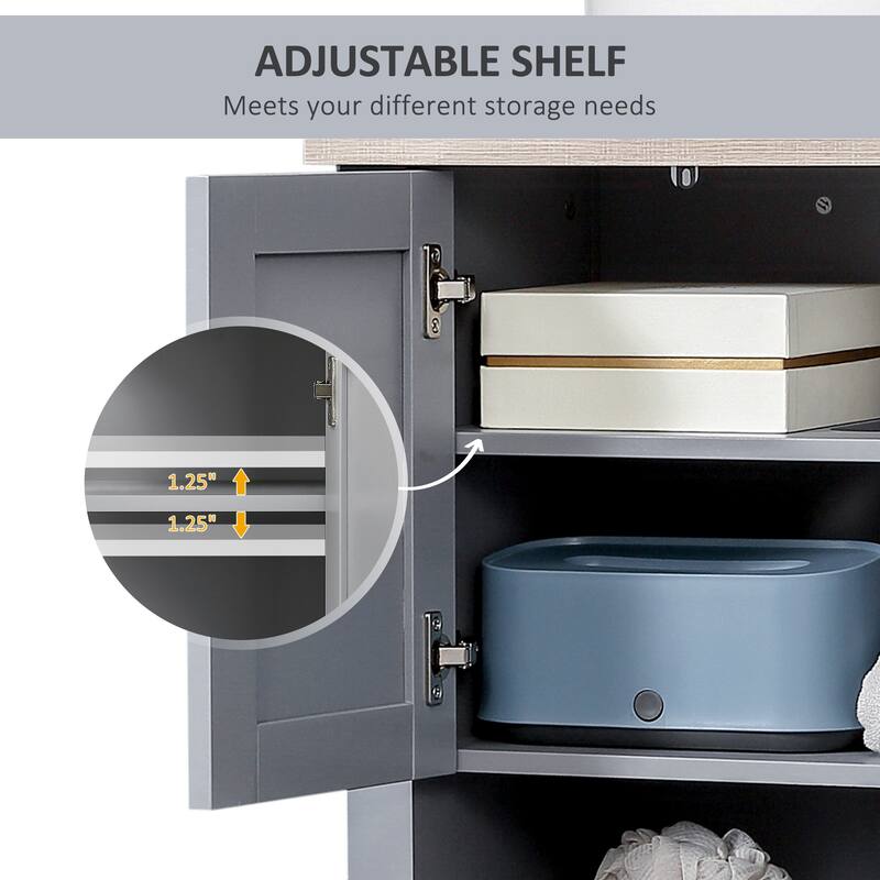 kleankin Bathroom Under Sink Cabinet, Bathroom Vanity Unit, Pedestal Under Sink Design with Adjustable Shelf, Grey