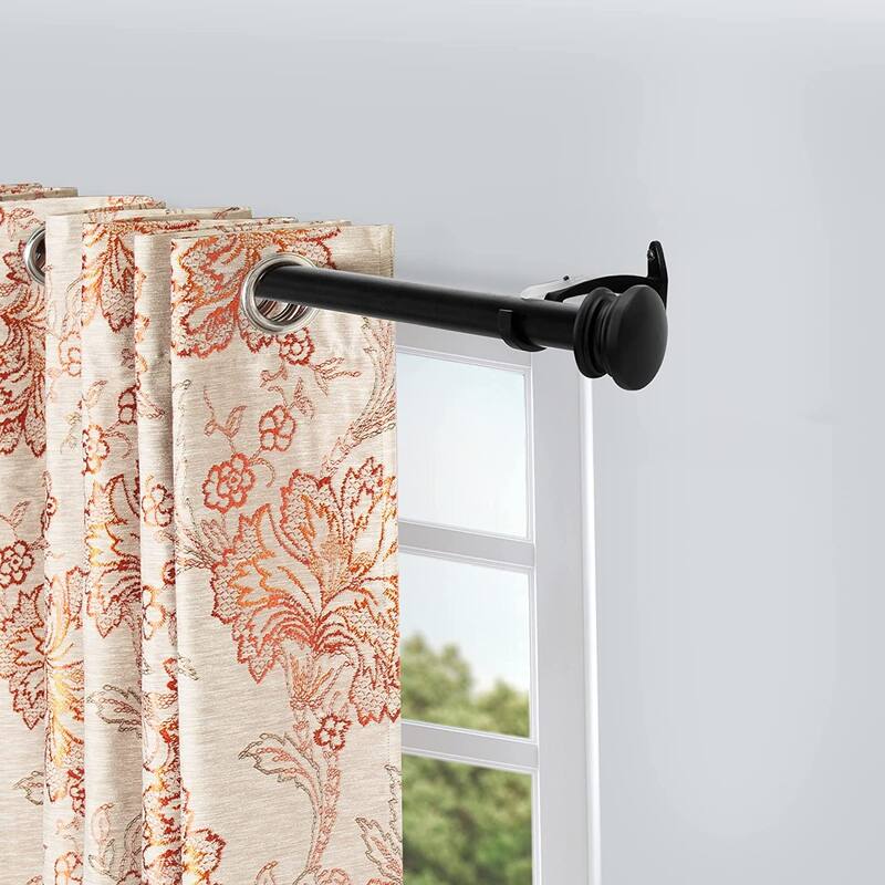 Deco Window 1 Inch Adjustable Curtain Rod for Windows & Doors Curtains with Endcap Round Finials & Brackets Set