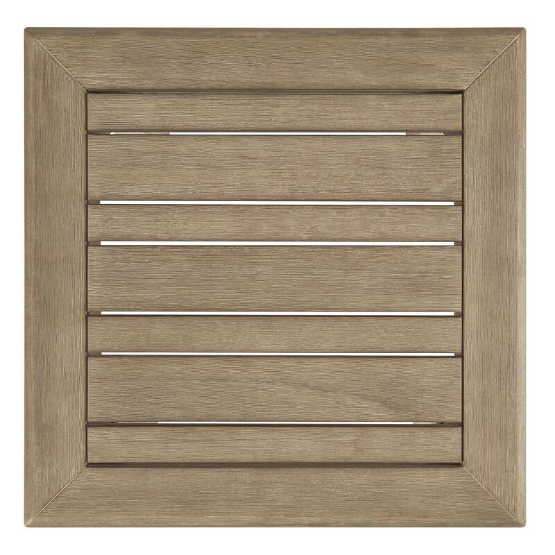 Square Wooden Frame End Table with Plank Tabletop, Teak Brown