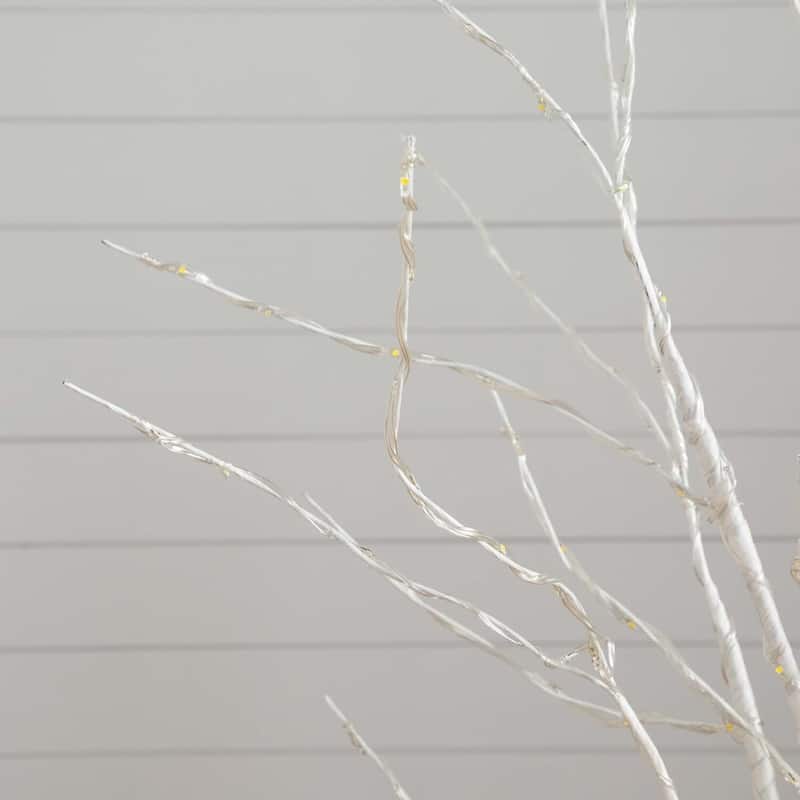 5ft. Pre-Lit Artificial White Birch Tree with 240 Warm White LED Lights - Bright Seasonal Holiday X-Mas Display