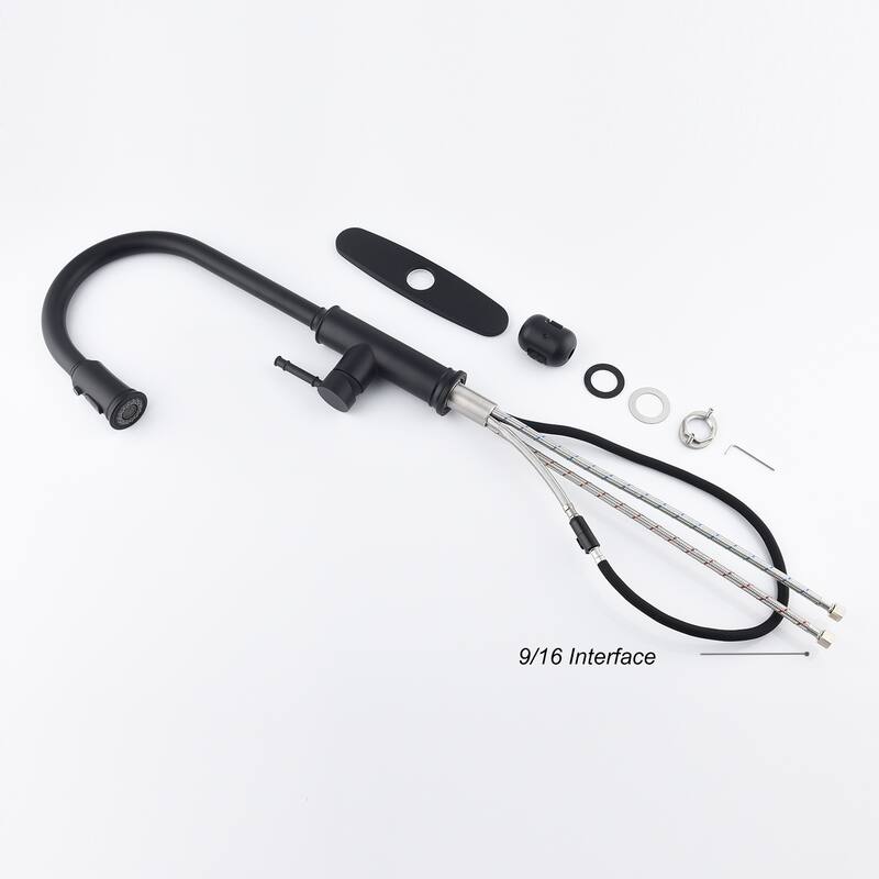 Matte Black Pull Out Sprayer Kitchen Faucet