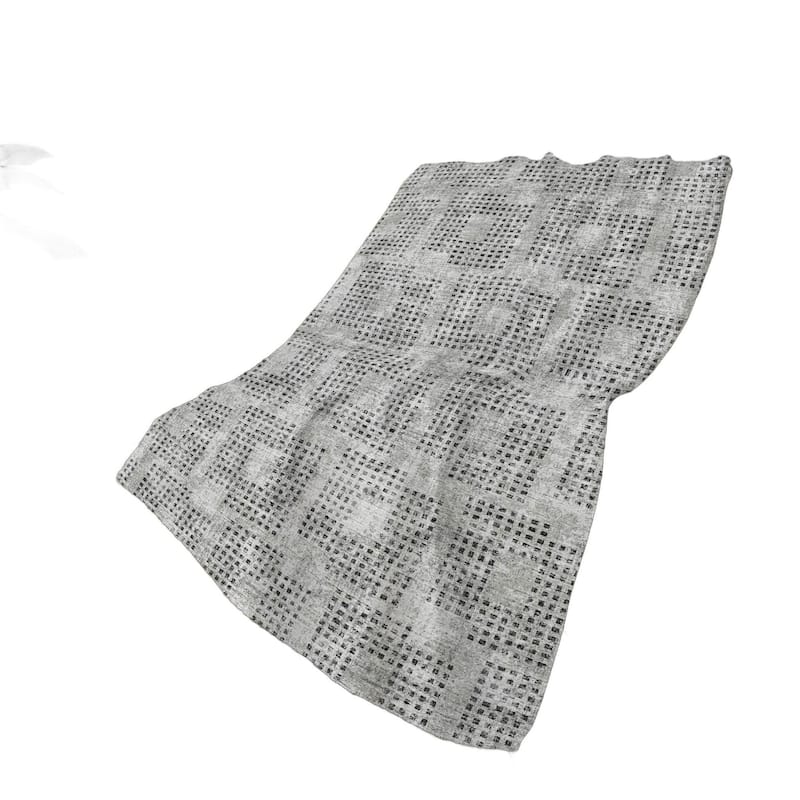 HomeRoots 50" X 70" Gray And Silver Geometric Polyester Woven Plush Throw Blanket