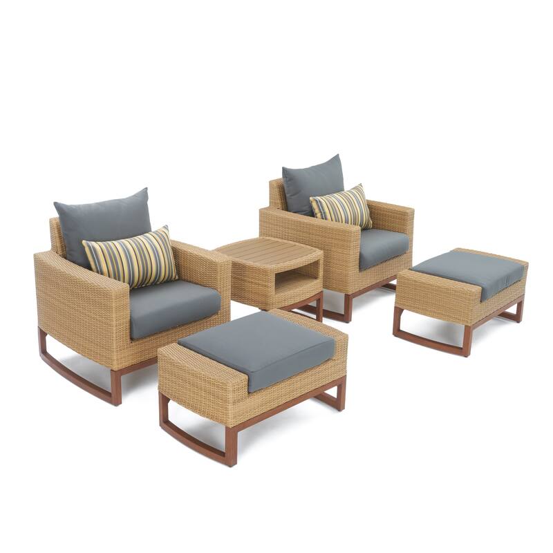 Mili 5 Piece Sunbrella Outdoor Patio Club Chair & Ottoman Set