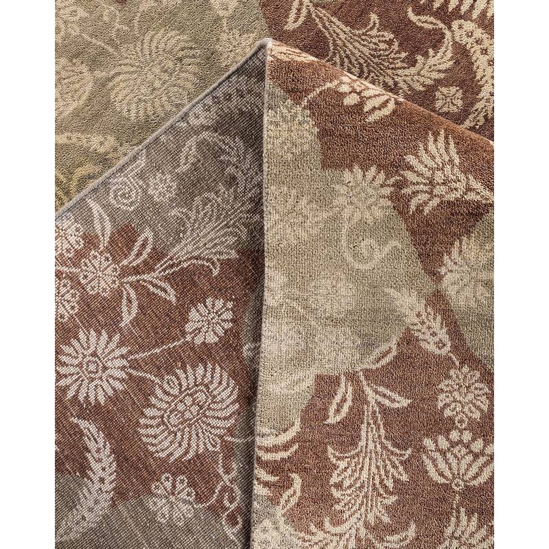 Ikat One-of-a-Kind Hand-Knotted Area Rug - Brown, 9' 2" x 12' 4" - 9' 2" x 12' 4"