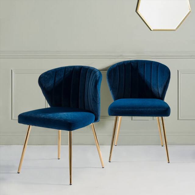 Milia Upholstered Premium Velvet Dining Chair (Set of 2) - NAVY