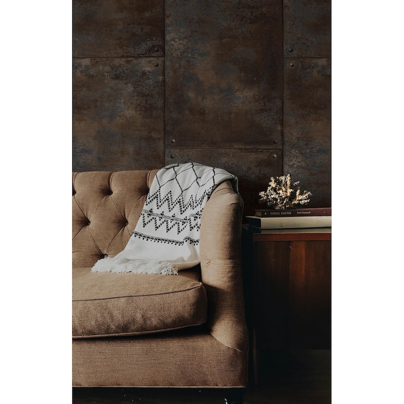 Seabrook Designs Preston Faux Metal Panel Unpasted Wallpaper