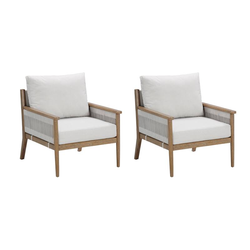 Kayden Bohemian Wooden Upholstered Armchair with Removable Cushion Covers and Solid Acacia Wood Frame