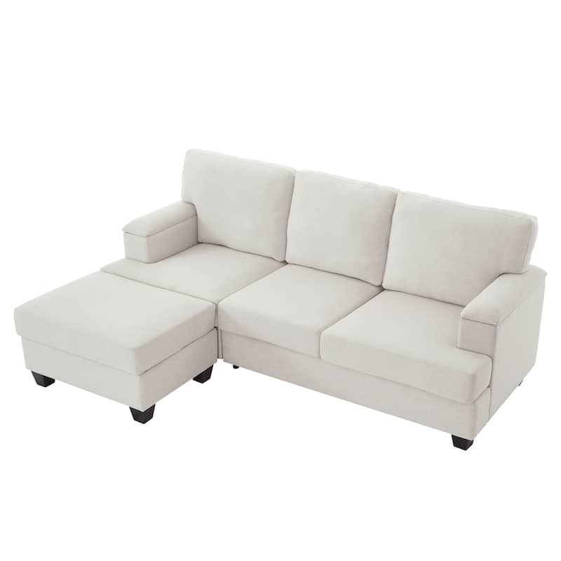 L-shaped Chaise Sectional Sofa with Movable Ottoman, Hidden Storage in Armrests & Seats, Storage Couches with Thick Cushions