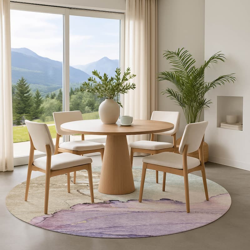 Premium Washable Super Soft Abstract Watercolor Mayfield Rug - Lavender - 8' x 8'
