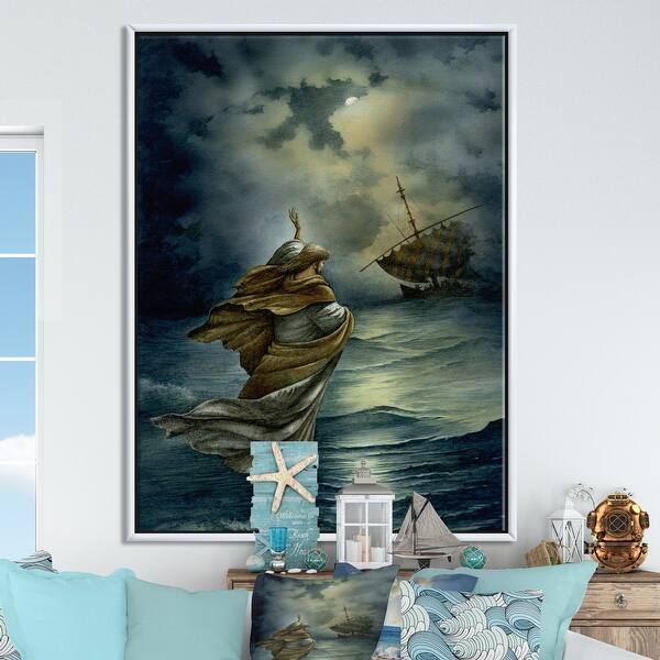 Designart Jesus Walking On Water Nautical Coastal Framed Canvas Artwork Print On Sale Overstock 28806238 Bible craft for preschoolers on faith. design art