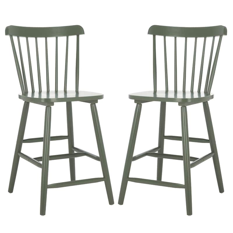 SAFAVIEH Arra 24-inch Spindle Farmhouse Counter Stool (Set of 2) - 19.9" x 20.1" x 43.1" - 20"W x 20"D x 38"H - Dusty Green