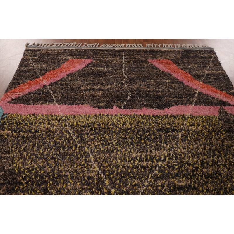 Abstract Moroccan Oriental Area Rug Hand-Knotted Wool Carpet - 6'6" x 10'8"