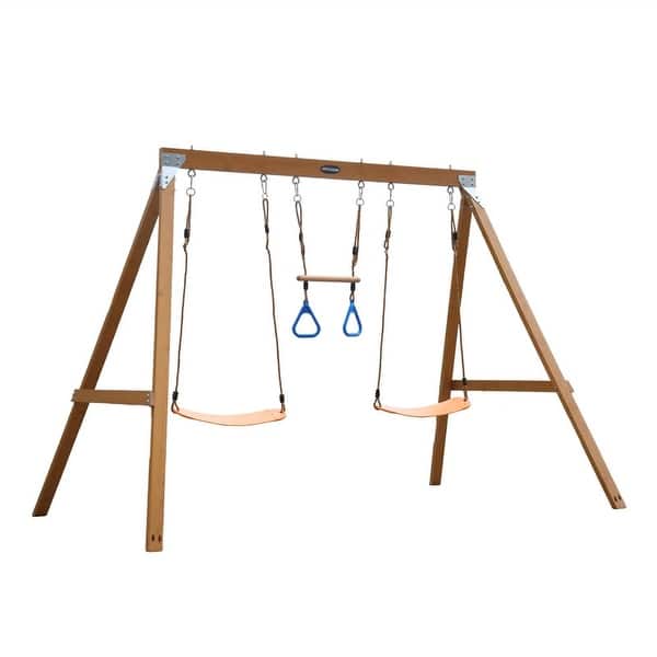 slide 2 of 8, A-Frame Wooden Swing Set - N/A Yellow