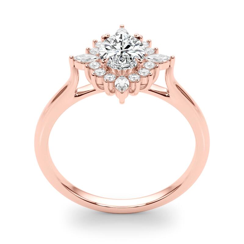 Auriya 14k Rose Gold Lab Grown Oval Diamond Halo Engagement Ring 0.50 to 5.00 ct. tw. (F-G VS)