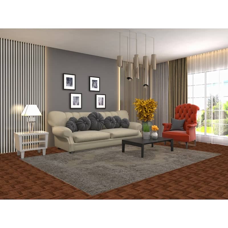 Distressed Tabriz Persian Area Rug Hand-Knotted Green Wool Carpet - 6'5" x 9'0"