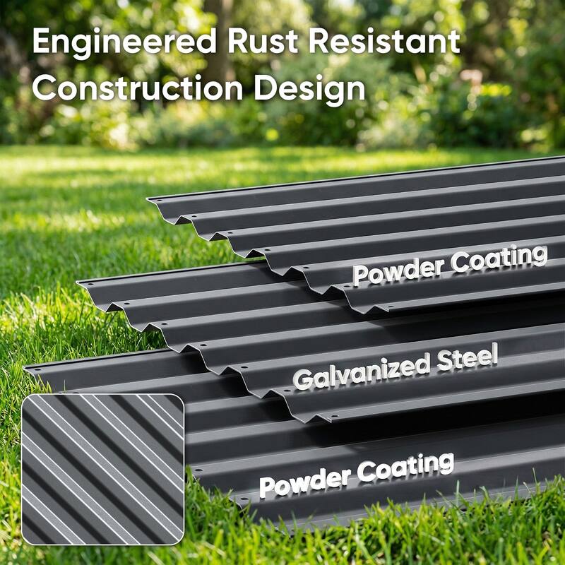 Pocassy Outdoor Planter Box Metal Patio Kit Planting Bed for Vegetables.