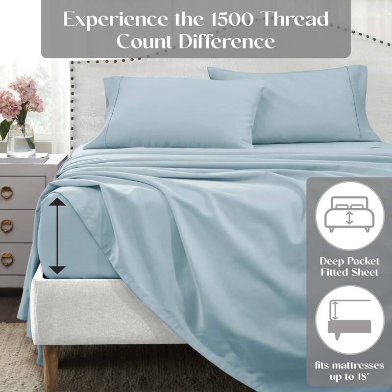 Superior Cotton Blend Solid 1500 Thread Count Deep Pocket Bed Sheet Set