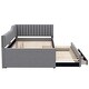 preview thumbnail 32 of 46, Daybed Captain Bed Upholstered Bed with Trundle and 3 Drawers, Elegance Stripe Design L-Shaped Upholstered Daybed Platform Bed