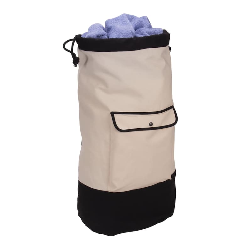 Household Essentials Backpack Duffel Laundry Bag, Cream & Black - On ...