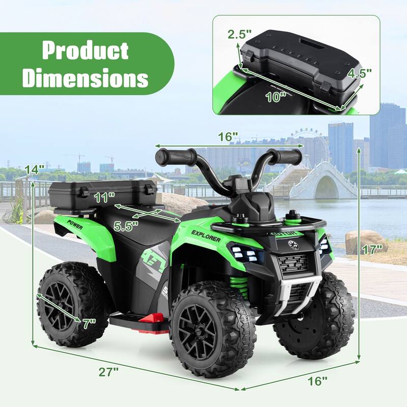 Gymax 6V Kids Ride On ATV w/ Music & Spray Function USB Port Storage