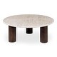 preview thumbnail 1 of 8, NADAAL STUDIOS Harper, Coffee Table Stone Top with Mango Wood Base - 42 X 42 X 16.14