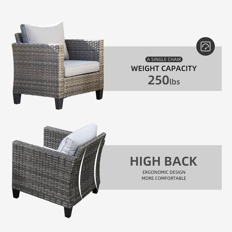 OVIOS 6-piece Patio Wicker Conversation Sectional Set With Cat Head-shaped Storage Table