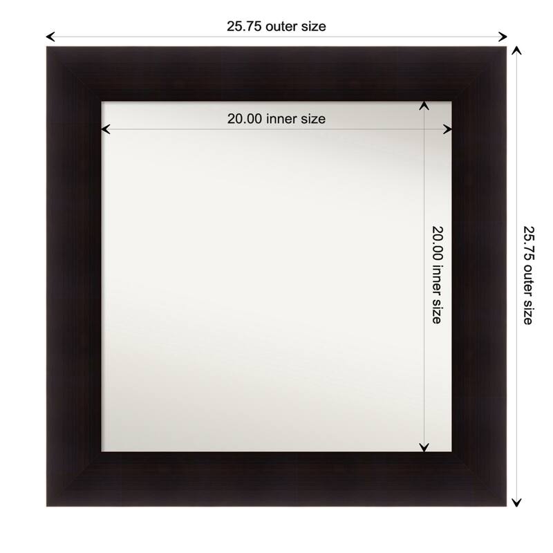 Portico Espresso Framed Non-Beveled Custom Wall Mirror, Bathroom Vanity Mirror - Outer Size: 25.75 x 25.75