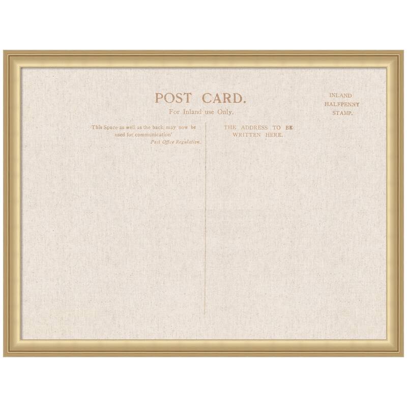 Kate and Laurel Framed Fabric Pinboard Linen Vintage Post Card Wall Organization - 26 x 20 - Gold