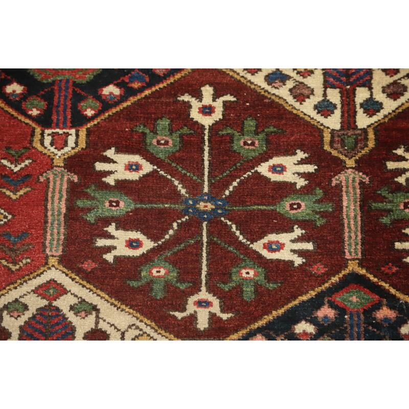 Hand Knotted Oriental 100% Wool Carpet Traditional Geometric Multi-Colored Bakhtiari Area Rug - 7' 10'' X 4' 4''