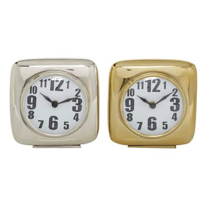 Aluminum Metal Clock - Set of 2 Multi Colored - Roche River Decor - 3"W x 6"L x 6"H