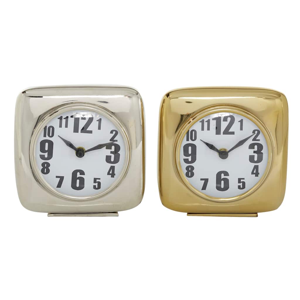 Aluminum Metal Clock - Set of 2 Multi Colored - Roche River Decor - 3"W x 6"L x 6"H