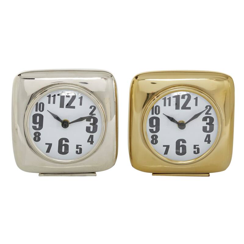 Multi Colored Aluminum Metal Decorative Clock (Set of 2) - 6 x 3 x 6