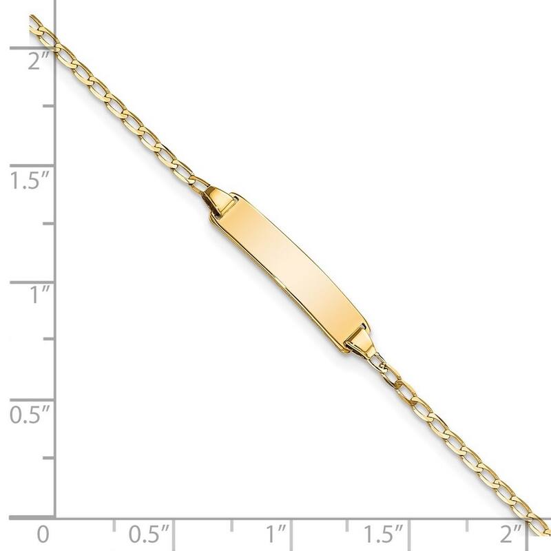 Curata 3.5mm 14k Yellow Gold Engravable Flat Curb Link ID Bracelet 7 Inch
