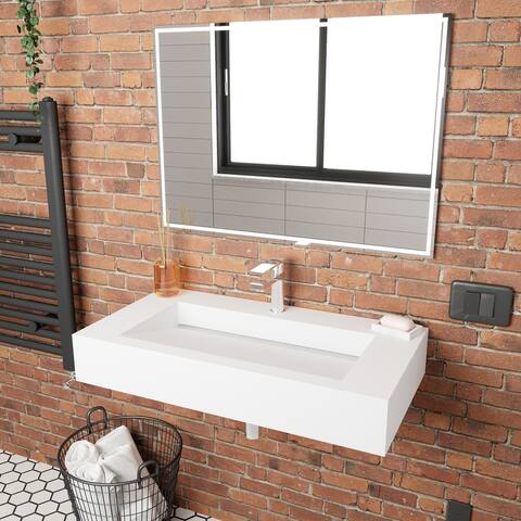 Pyramid Solid Surface Wall-Mounted Bathroom Sink