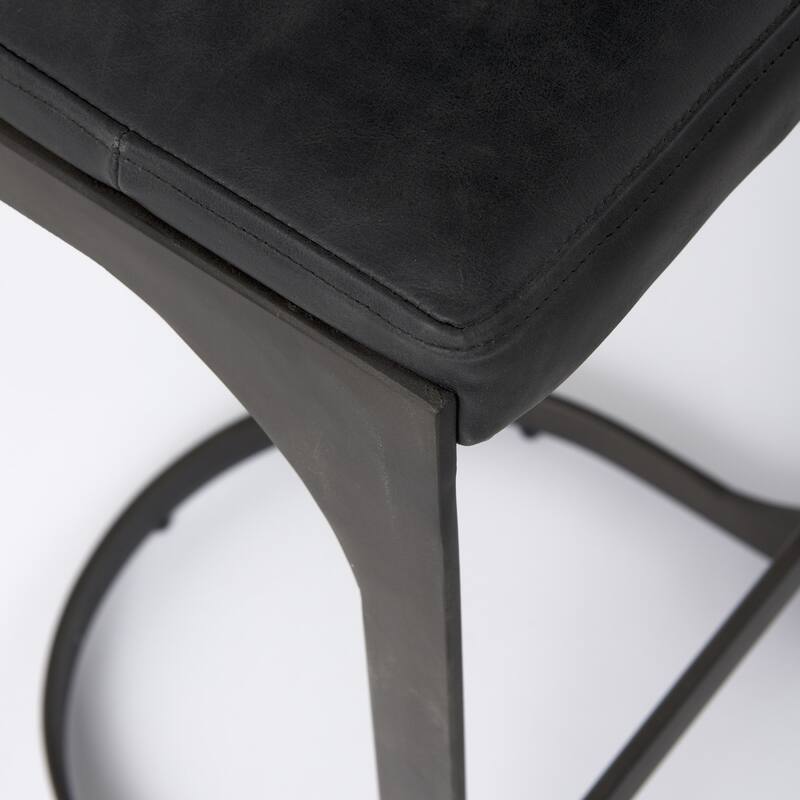 Faux Leather Backless Metal Bar Stools with Footrest