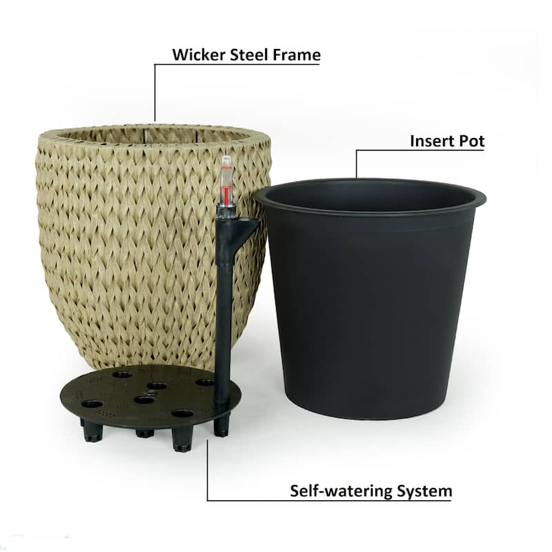 DTY Signature Self-watering Wicker Planter - Garden Decoration Pot