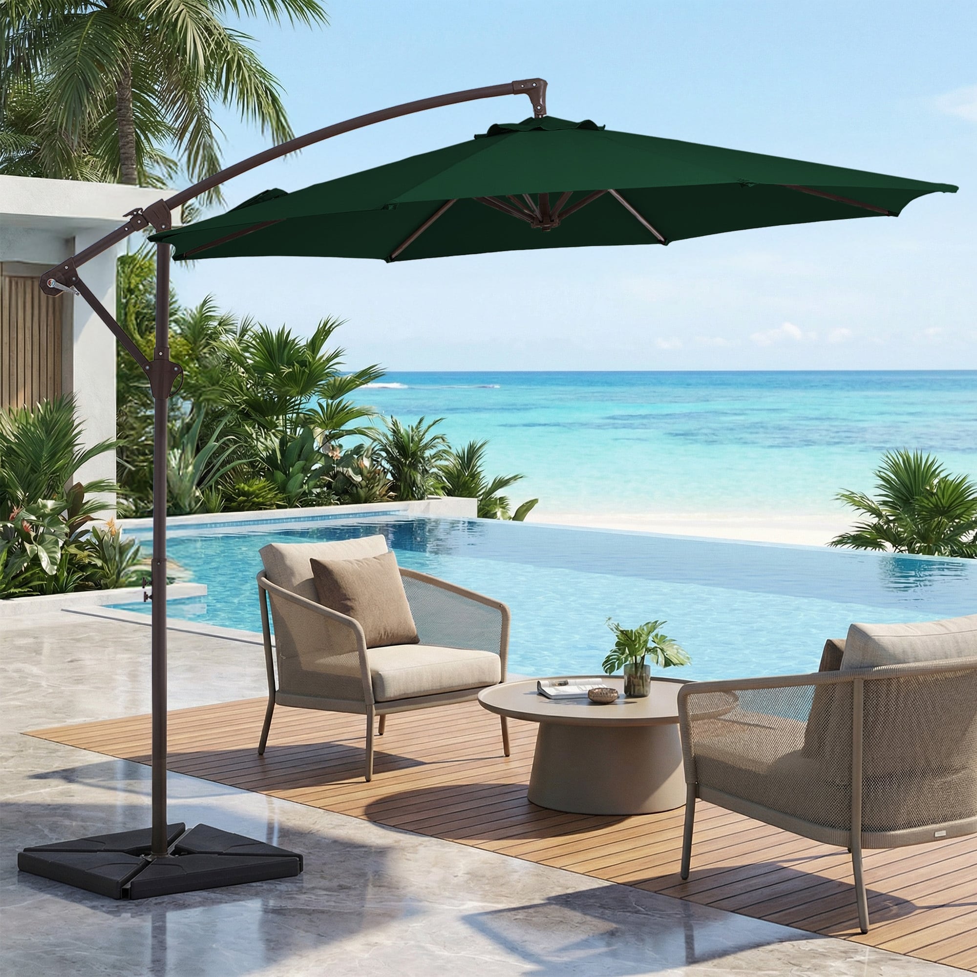10ft half patio umbrella WEBUP Round Umbrellas Half Parasol Semicircular Parasol Outdoor Portable Wall Umbrella Semi Round Market Umbrella Choose a base that matches your patio setup (recommended minimum weight Pure Garden Half Round Patio