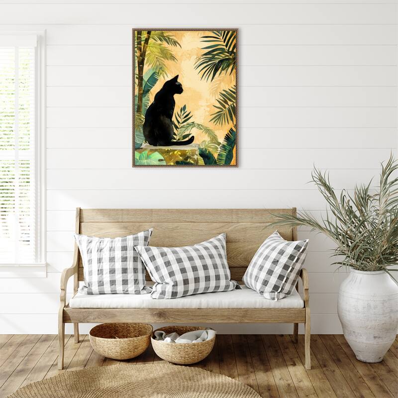 Cats Life Jungle by Justyna Jaszke Framed Canvas Wall Art