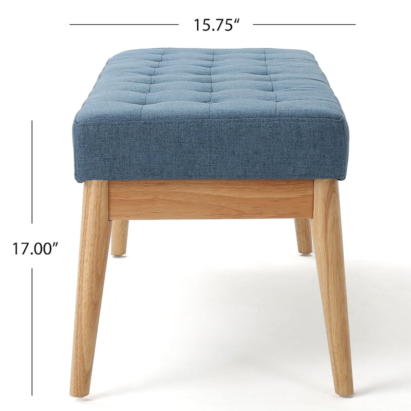 Saxon Mid-century Tufted Fabric Ottoman Bench by Christopher Knight Home - 43.00 L x 15.75 W x 17.00 H