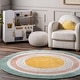 preview thumbnail 22 of 37, Nuloom Nydia SpinClean Circular Kids Machine Washable Area Rug 4' Round - Forest Green - Round