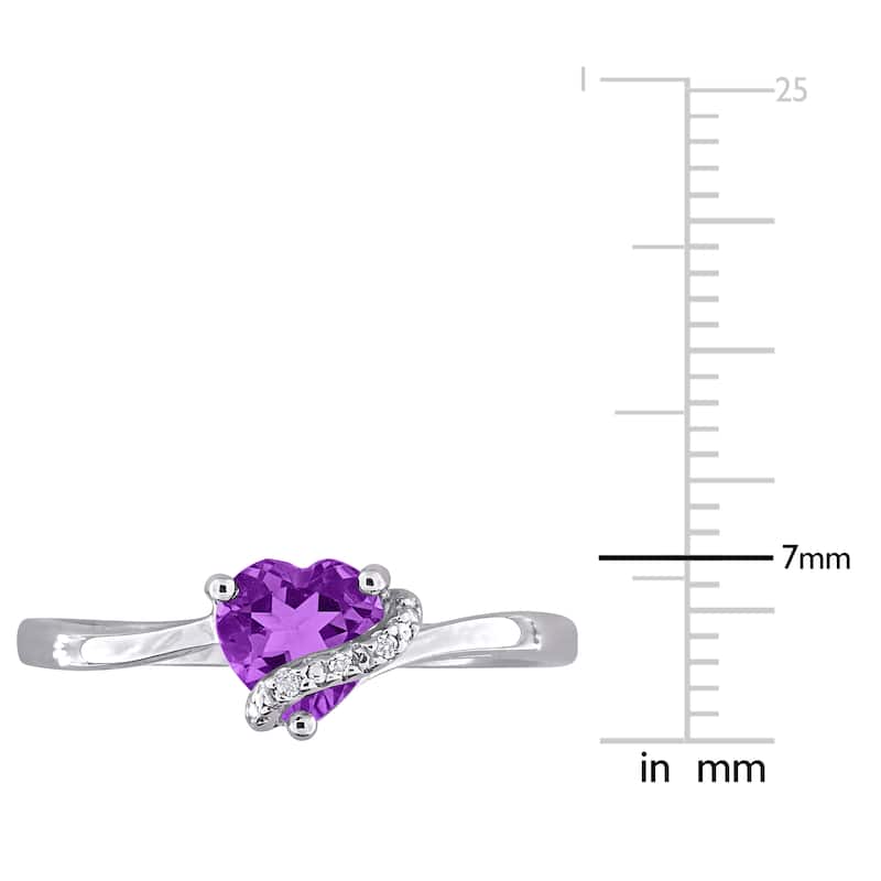 Miadora 3/5ct TGW Heart-Shaped Amethyst and Diamond Accent Wrap Ring in Sterling Silver