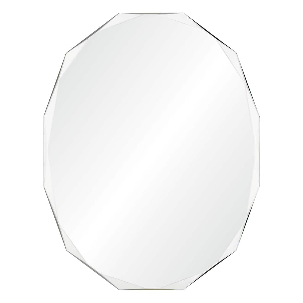 Frameless Hanging Wall Mirror Polygon Beveled Glass 24-in x 28-in - 24-in x 28-in
