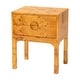 preview thumbnail 2 of 19, Kayla Modern and Contemporary Natural Light Mappa Real Burl Wood 2-Drawer Nightstand Brown