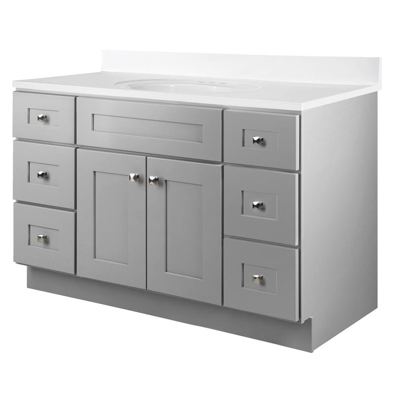 Brookings 49 Inch Assembled Bath Vanity with Solid White Top