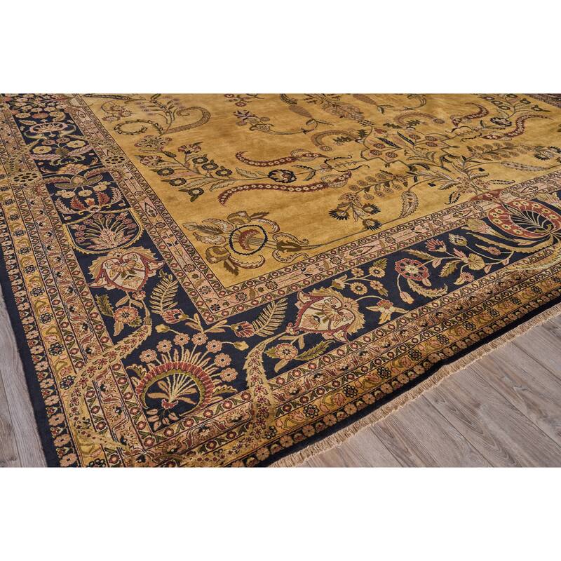 EXQUISITE RUGS ONE-OF-A-KIND Antique Weave Mohajeran Hand Knotted Gold Rug - 14'x18'1"