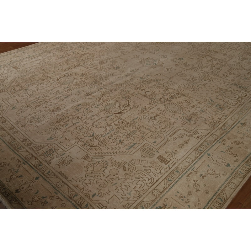 Tabriz Persian Vintage Rug Bedroom Hand-Knotted Wool Carpet - 9'6" x 12'9"