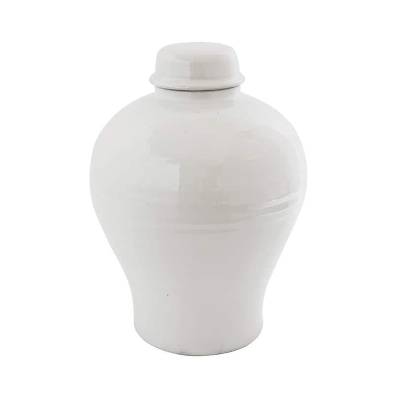 Large Round White Terracotta Cachepot
