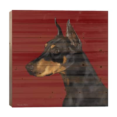Doberman Print On Wood by Vicki Newton - Multi-Color