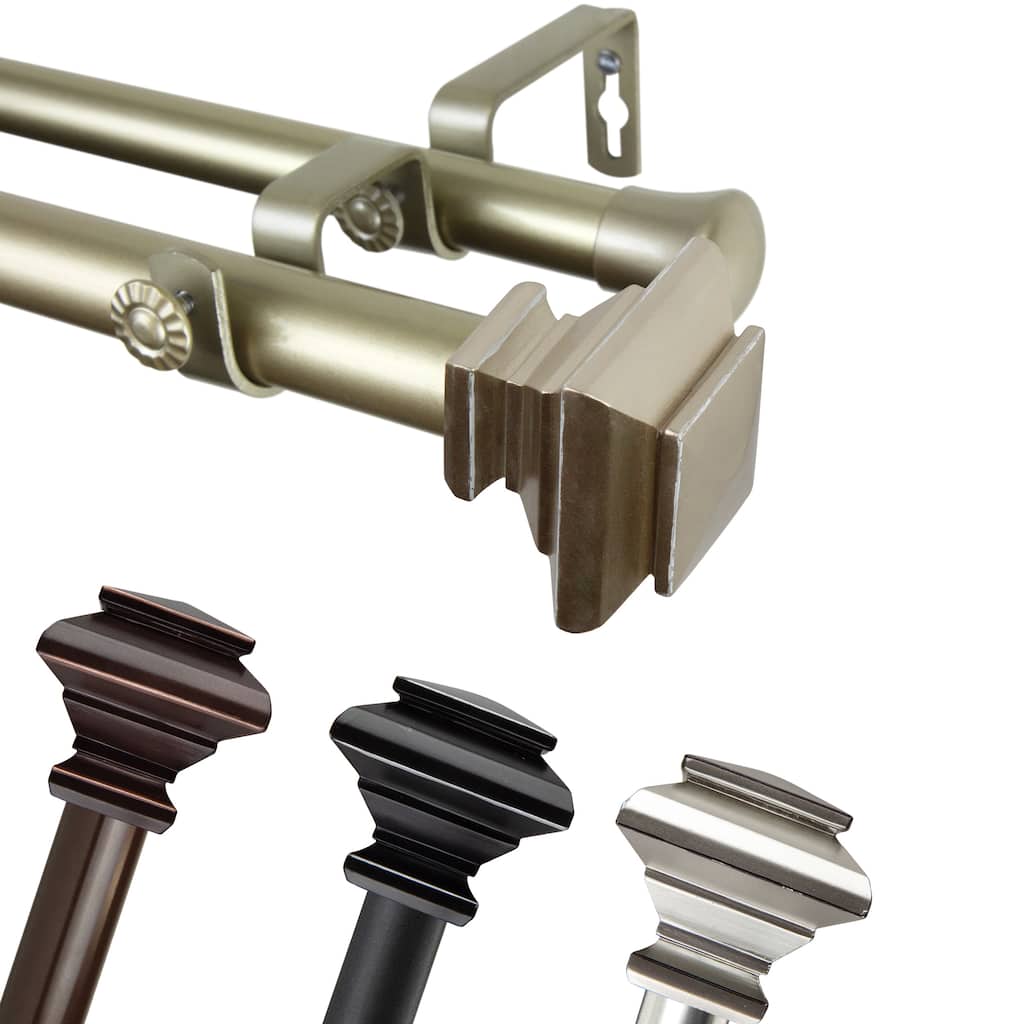 InStyleDesign Tild 1 inch Diameter Adjustable Double Curtain Rod